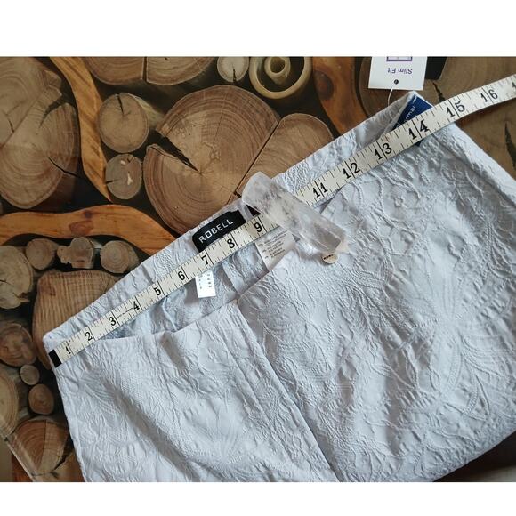 Robell Marie 07 Pull-on Slim Fit Pants Textured Capri Cropped Trouser US 10 - Picture 5 of 9